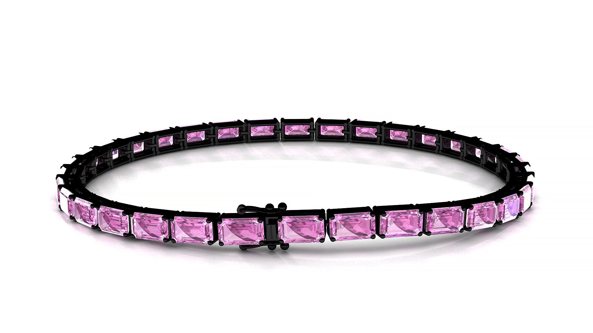 Muzo | 18k Black Gold 5 x 3 mm Emerald Natural Pink Sapphire Tennis Bracelet