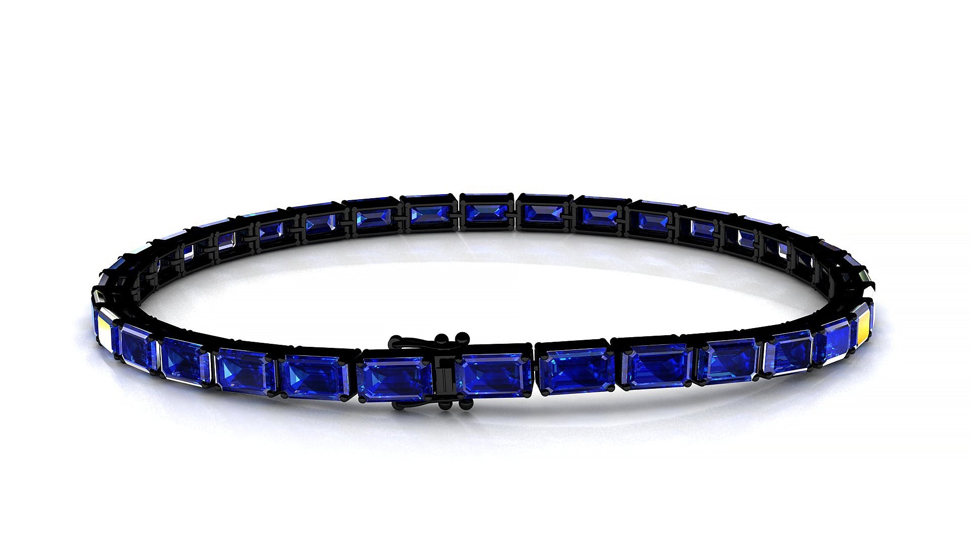 Muzo | 18k Black Gold 5 x 3 mm Emerald Natural Sapphire Tennis Bracelet