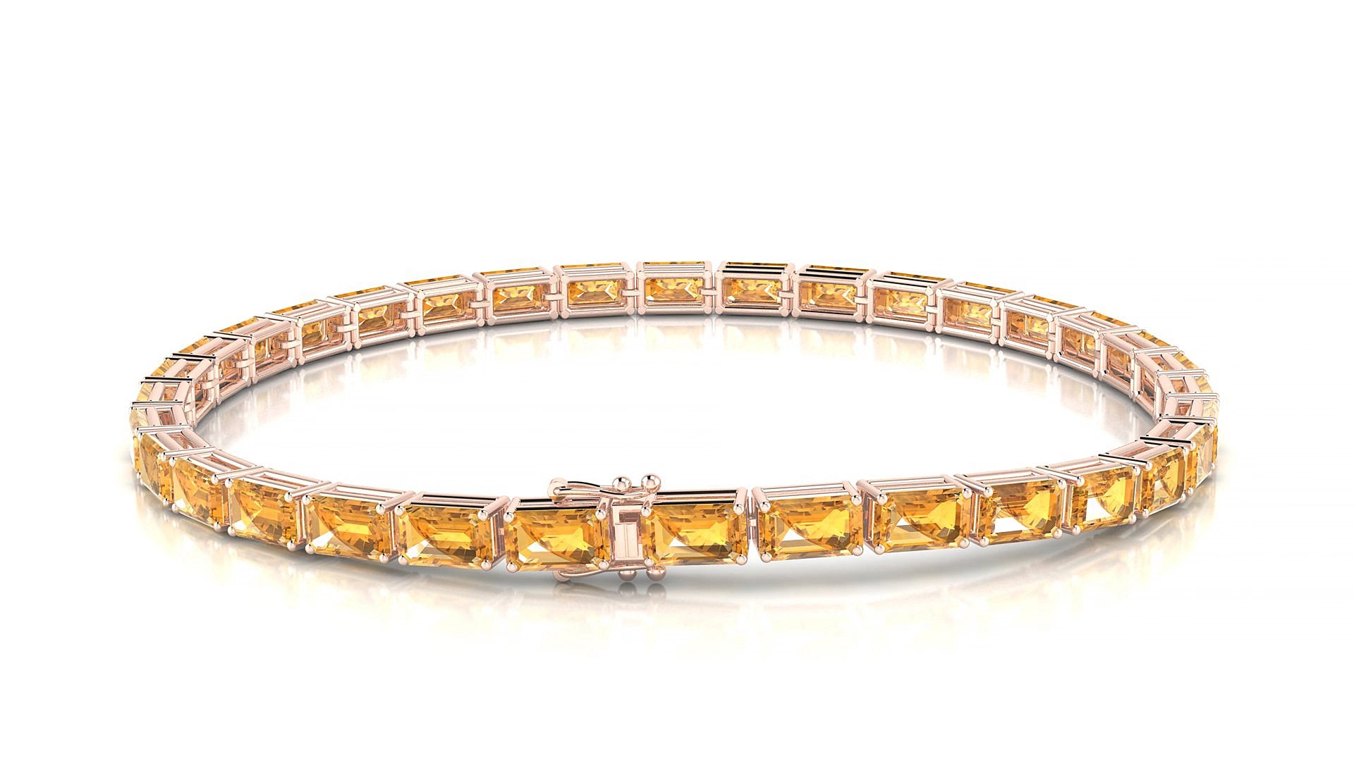 Muzo | 18k Rose Gold 5 x 3 mm Emerald Natural Citrine 15 cm Tennis Bracelet