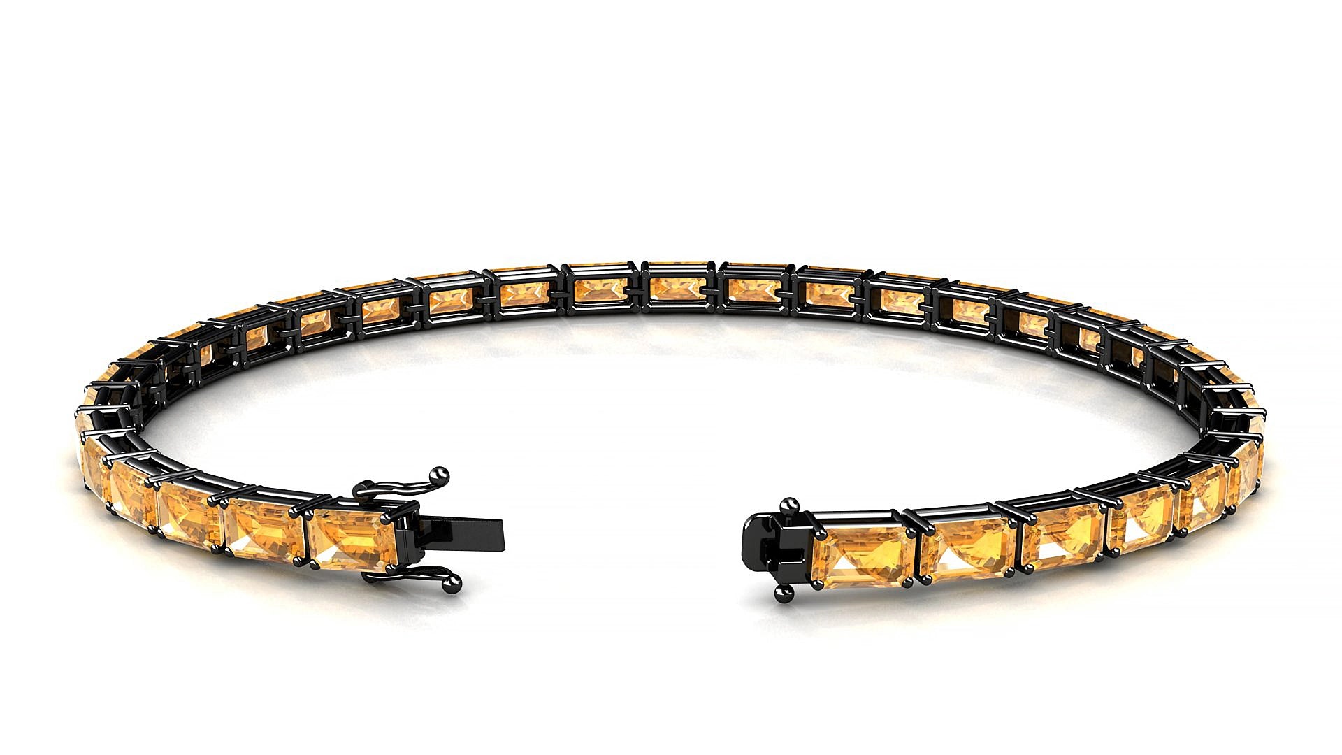 Muzo | 18k Black Gold 5 x 3 mm Emerald Natural Citrine 15 cm Tennis Bracelet