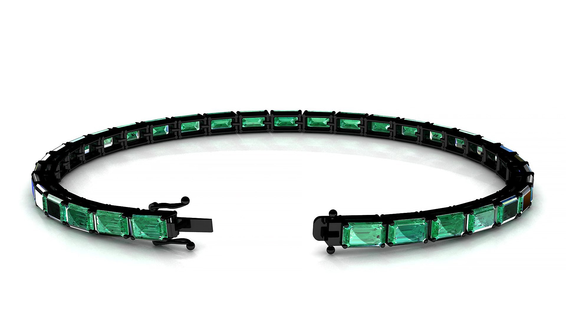 Muzo | 18k Black Gold 5 x 3 mm Emerald Natural Emerald 15 cm Tennis Bracelet