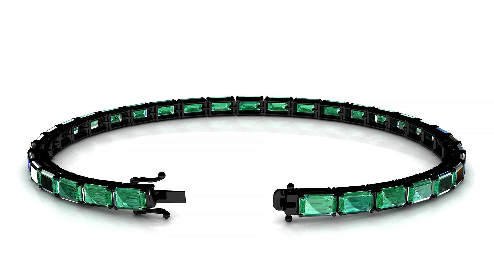 Muzo | 18k Black Gold 5 x 3 mm Emerald Natural Emerald Tennis Bracelet