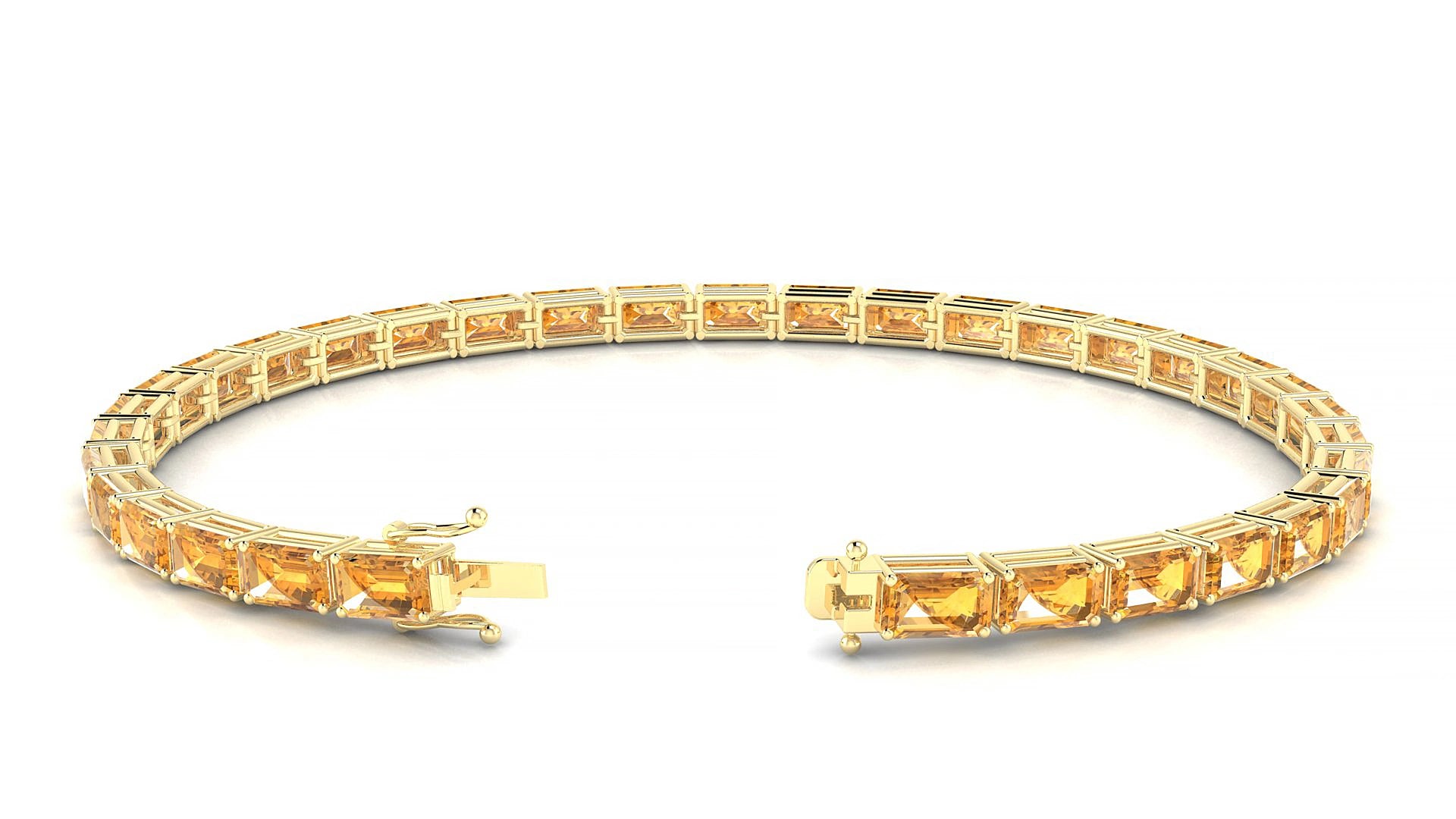 Muzo | 18k Yellow Gold 5 x 3 mm Emerald Natural Citrine 17 cm Tennis Bracelet