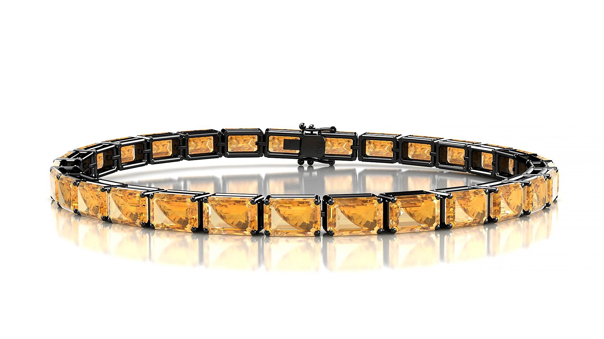 Muzo | 18k Black Gold 6 x 4 mm Emerald Natural Citrine 15 cm Tennis Bracelet