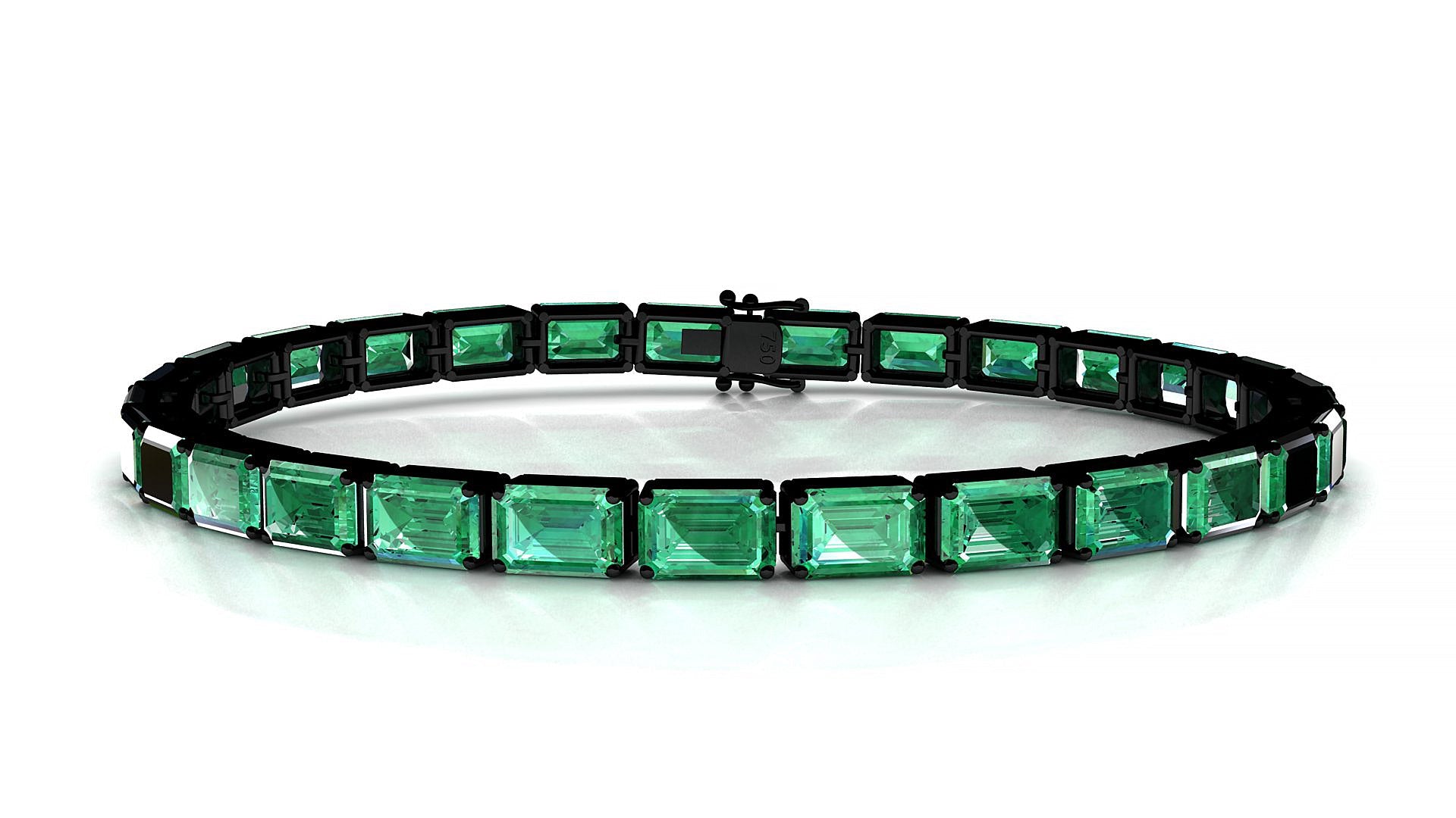 Muzo | 18k Black Gold 6 x 4 mm Emerald Natural Emerald Tennis Bracelet
