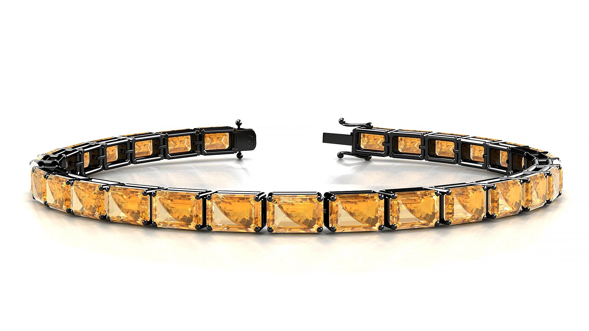 Muzo | 18k Black Gold 6 x 4 mm Emerald Natural Citrine 19 cm Tennis Bracelet