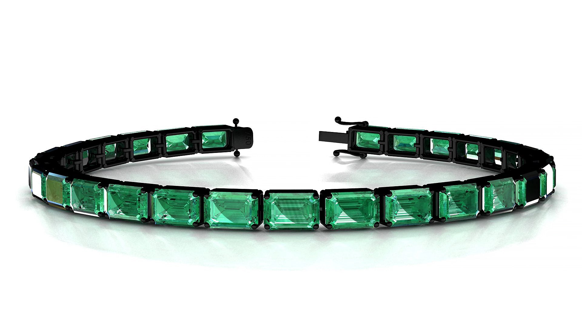 Muzo | 18k Black Gold 6 x 4 mm Emerald Natural Emerald 18 cm Tennis Bracelet