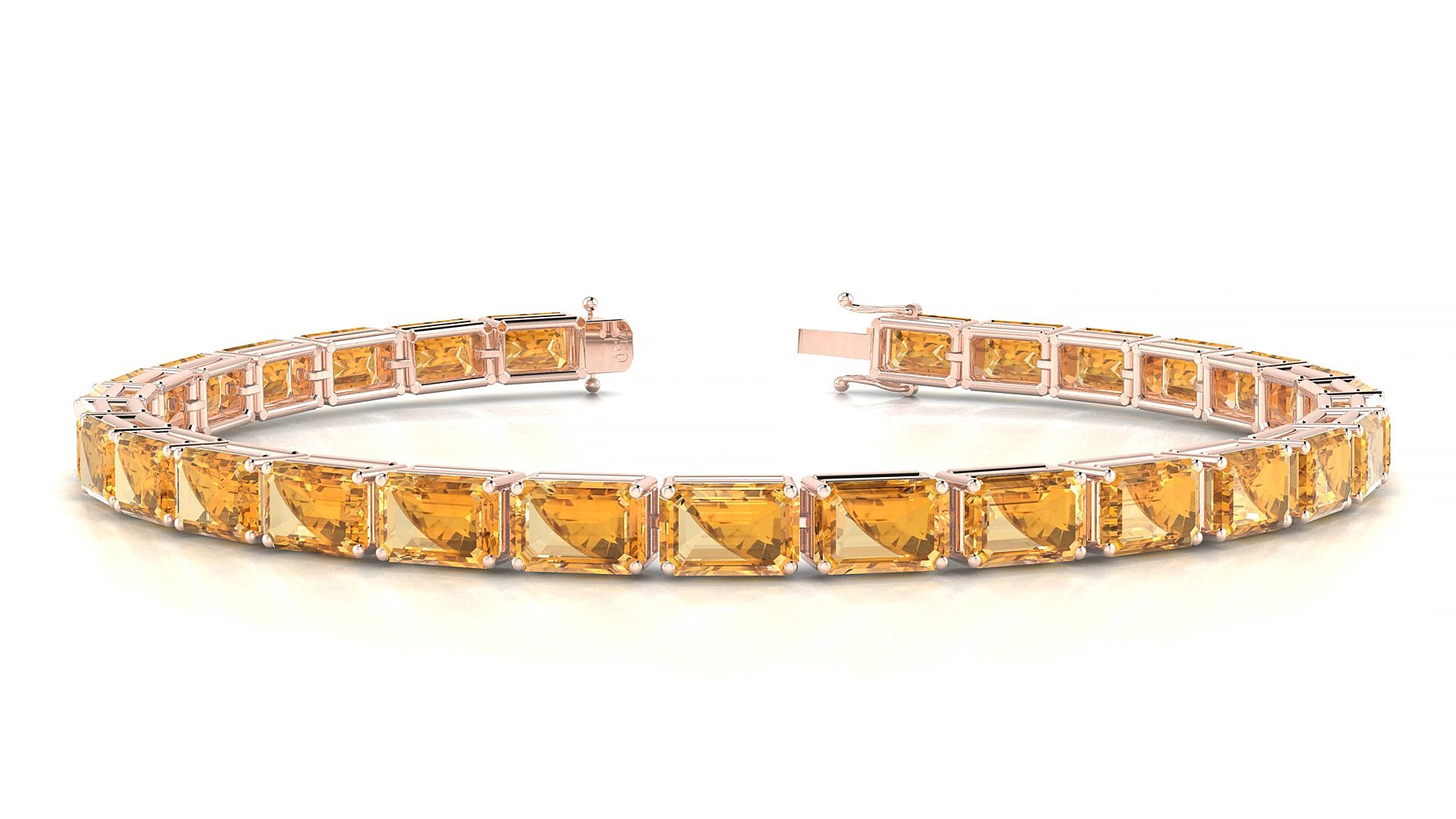 Muzo | 18k Rose Gold 6 x 4 mm Emerald Natural Citrine 17 cm Tennis Bracelet