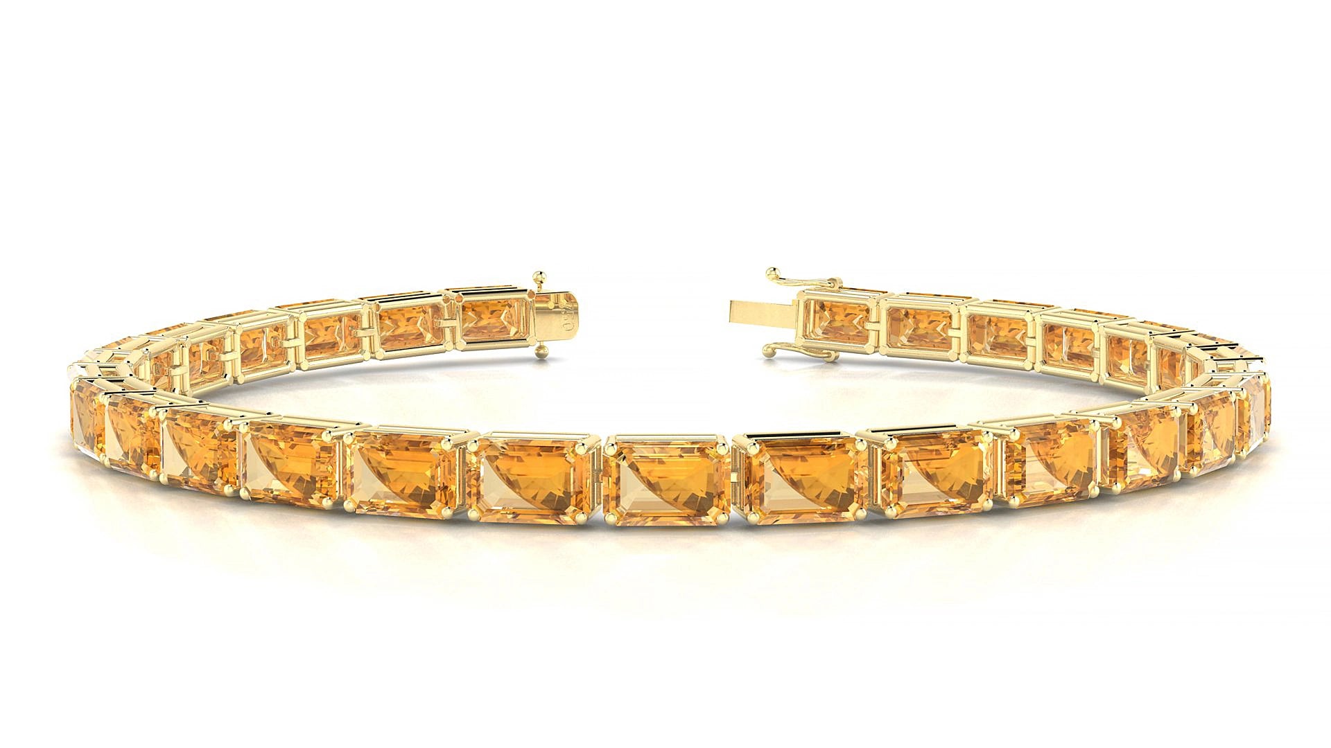 Muzo | 18k Yellow Gold 6 x 4 mm Emerald Natural Citrine 19 cm Tennis Bracelet