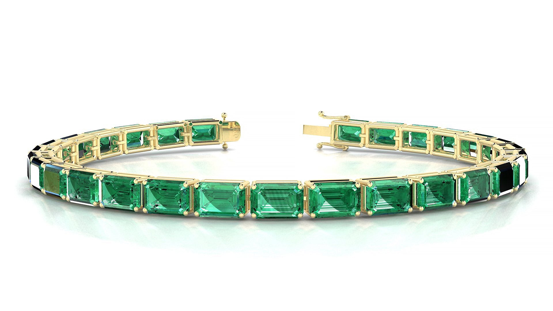 Muzo | 18k Yellow Gold 6 x 4 mm Emerald Natural Emerald Tennis Bracelet