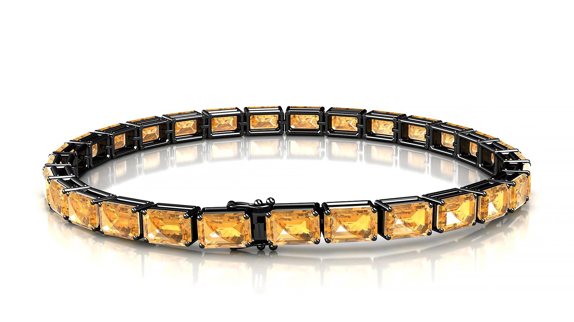 Muzo | 18k Black Gold 6 x 4 mm Emerald Natural Citrine 17 cm Tennis Bracelet