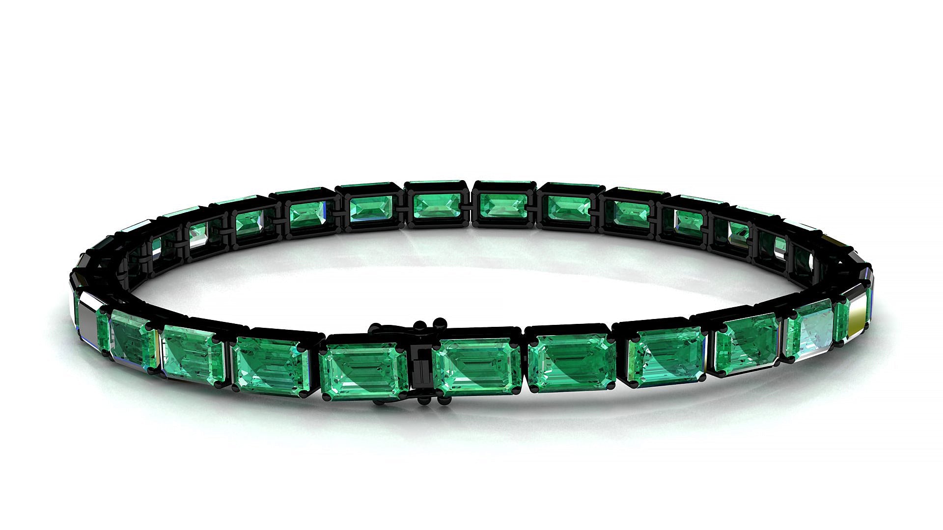 Muzo | 18k Black Gold 6 x 4 mm Emerald Natural Emerald Tennis Bracelet