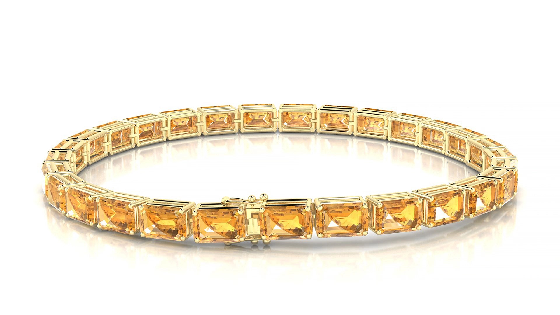 Muzo | 18k Yellow Gold 6 x 4 mm Emerald Natural Citrine 16 cm Tennis Bracelet