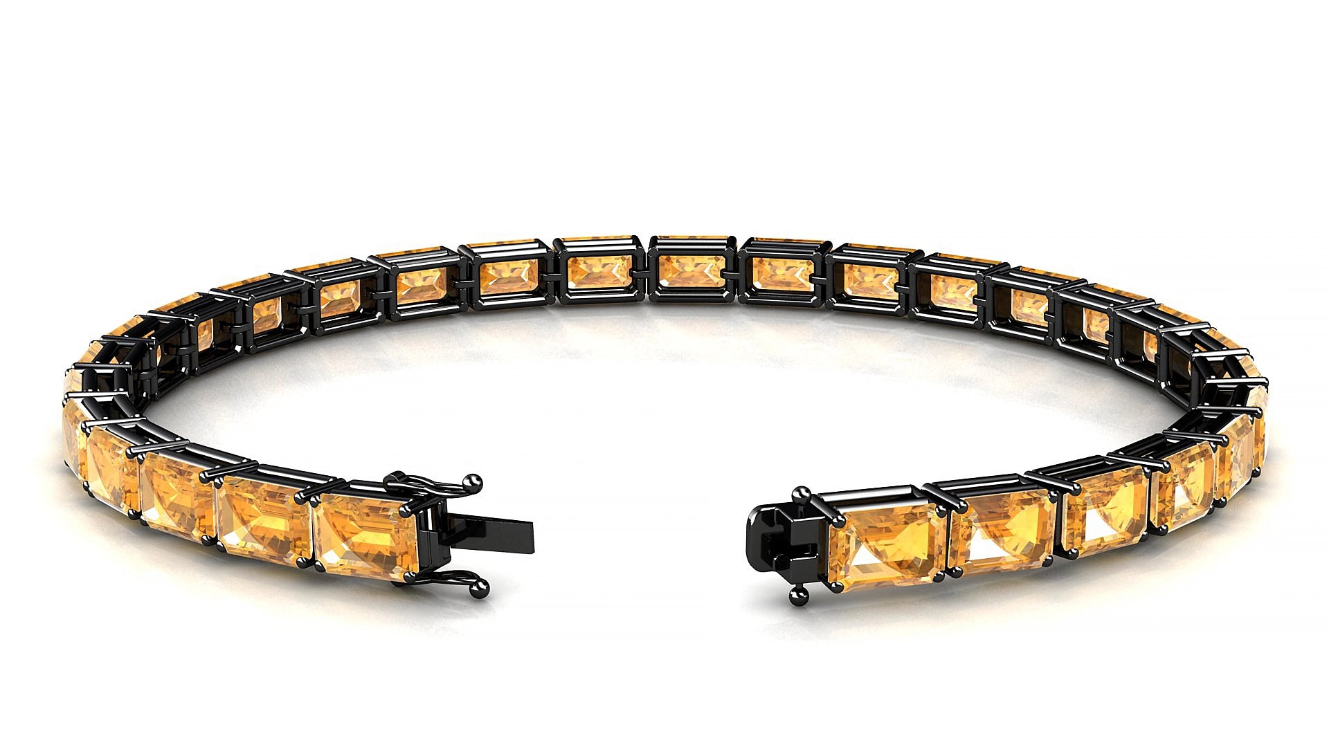 Muzo | 18k Black Gold 6 x 4 mm Emerald Natural Citrine 16 cm Tennis Bracelet