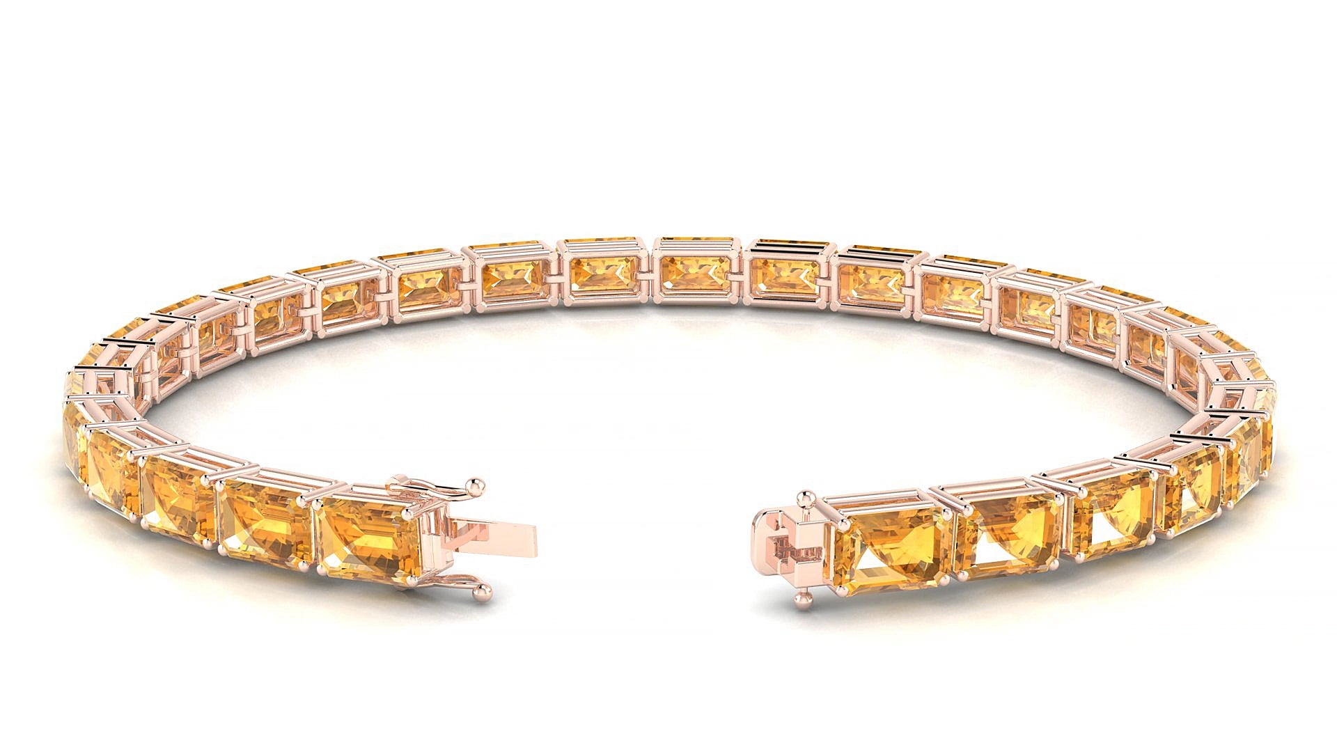 Muzo | 18k Rose Gold 6 x 4 mm Emerald Natural Citrine 16 cm Tennis Bracelet