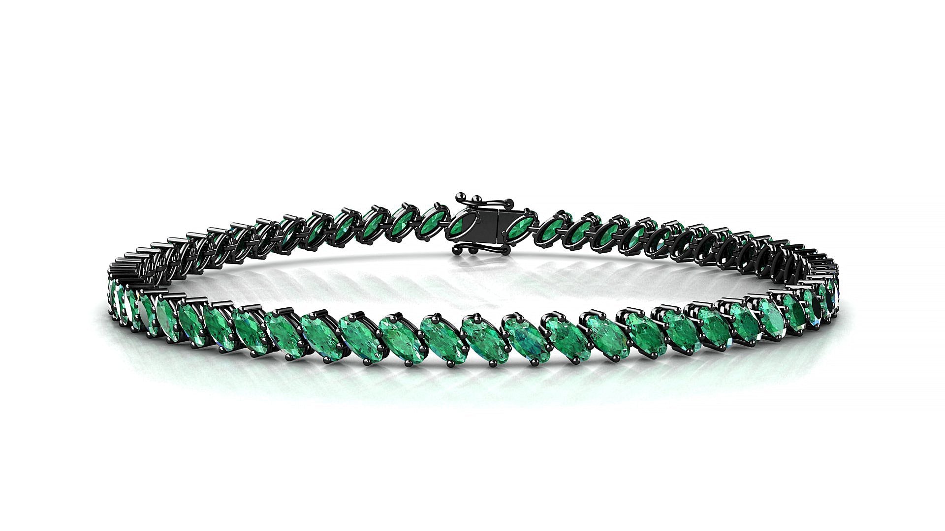 Nîmes | 18k Black Gold 4 x 2 mm Oval Natural Emerald Tennis Bracelet
