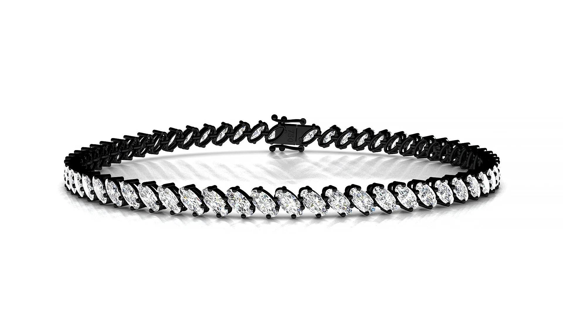 Nîmes | 18k Black Gold 4 x 2 mm Oval Lab-Grown Diamond 18 cm Tennis Bracelet