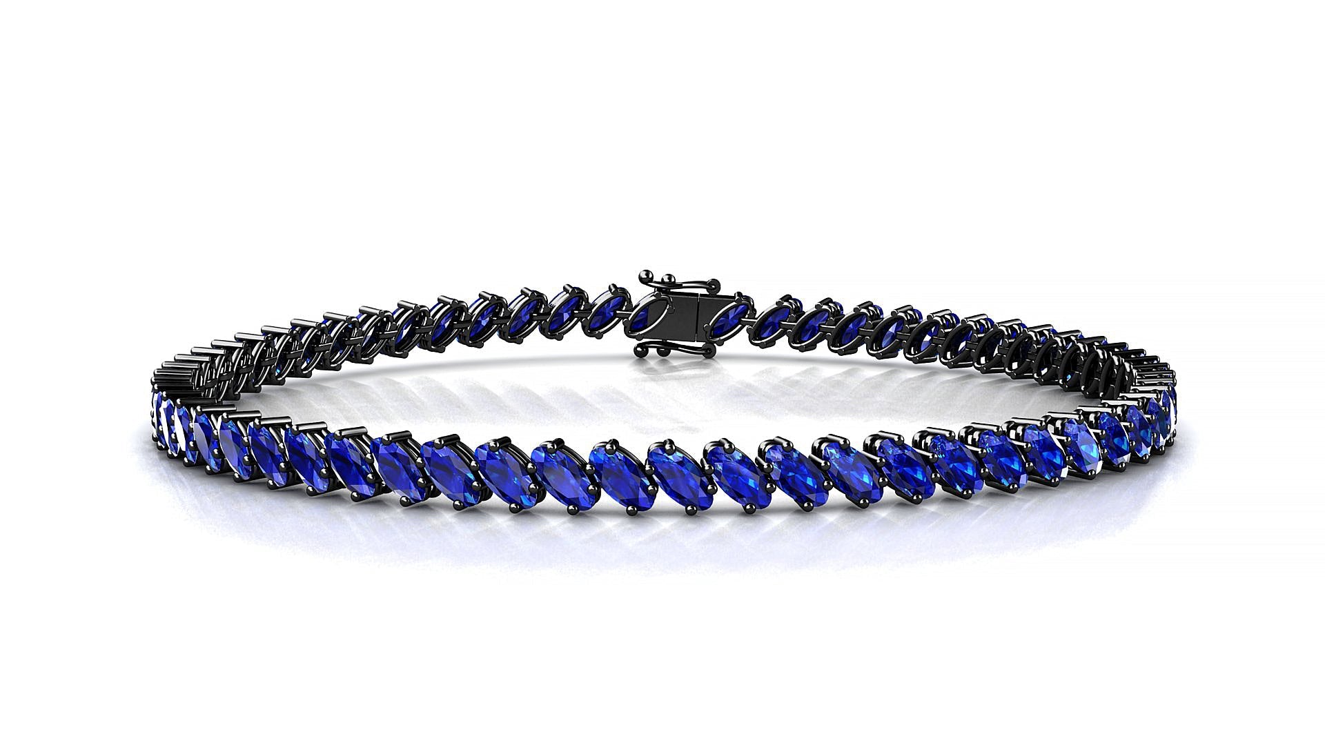 Nîmes | 18k Black Gold 4 x 2 mm Oval Natural Sapphire Tennis Bracelet