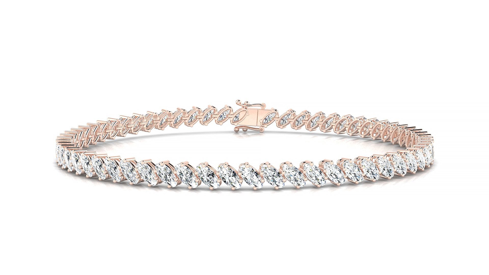 Nîmes | 18k Rose Gold 4 x 2 mm Oval Natural Diamond Tennis Bracelet