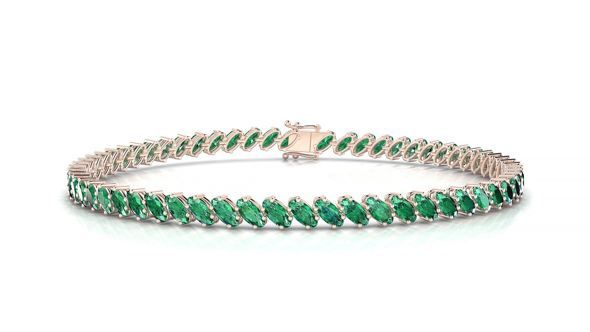 Nîmes | 18k Rose Gold 4 x 2 mm Oval Natural Emerald Tennis Bracelet