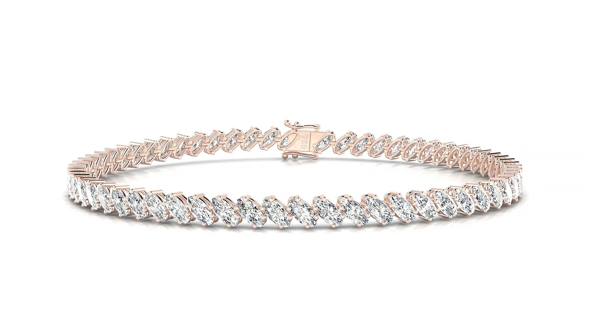 Nîmes | 18k Rose Gold 4 x 2 mm Oval Lab-Grown Diamond 18 cm Tennis Bracelet