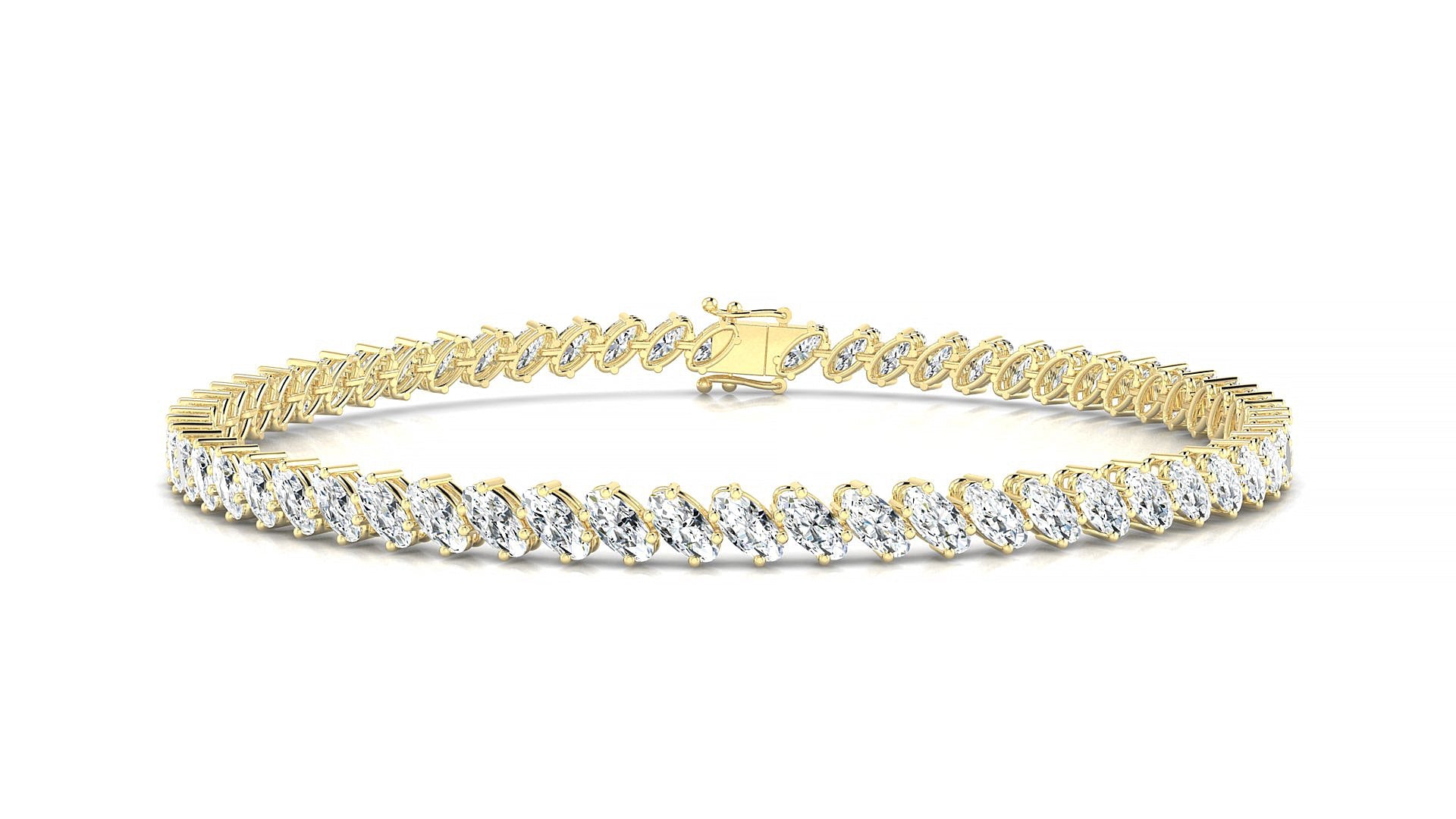 Nîmes | 18k Yellow Gold 4 x 2 mm Oval Natural Diamond Tennis Bracelet