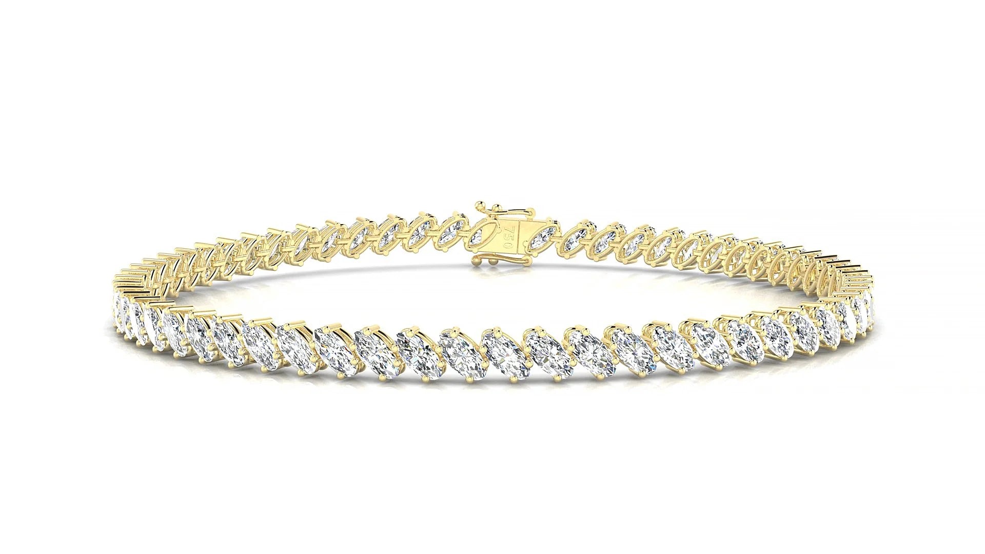Nîmes | 18k Yellow Gold 4 x 2 mm Oval Lab-Grown Diamond 18 cm Tennis Bracelet