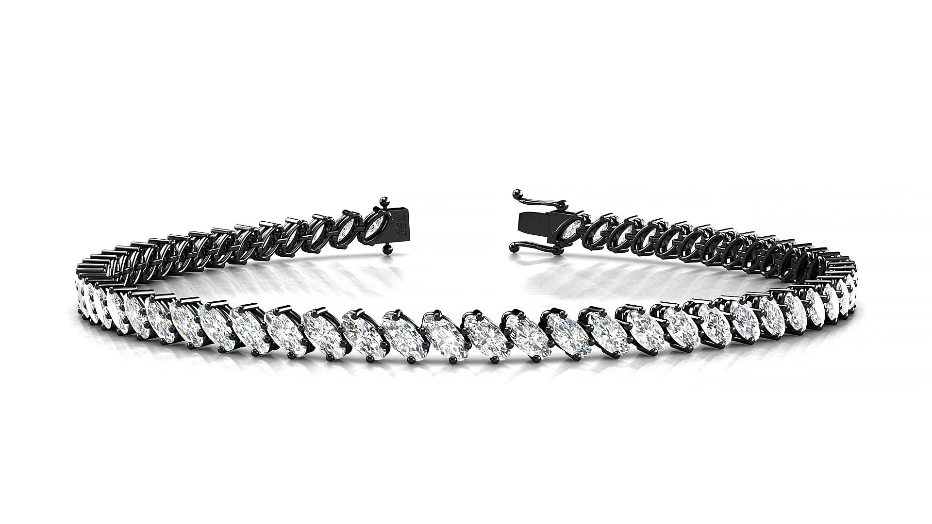 Nîmes | 18k Black Gold 4 x 2 mm Oval Lab-Grown Diamond 18 cm Tennis Bracelet