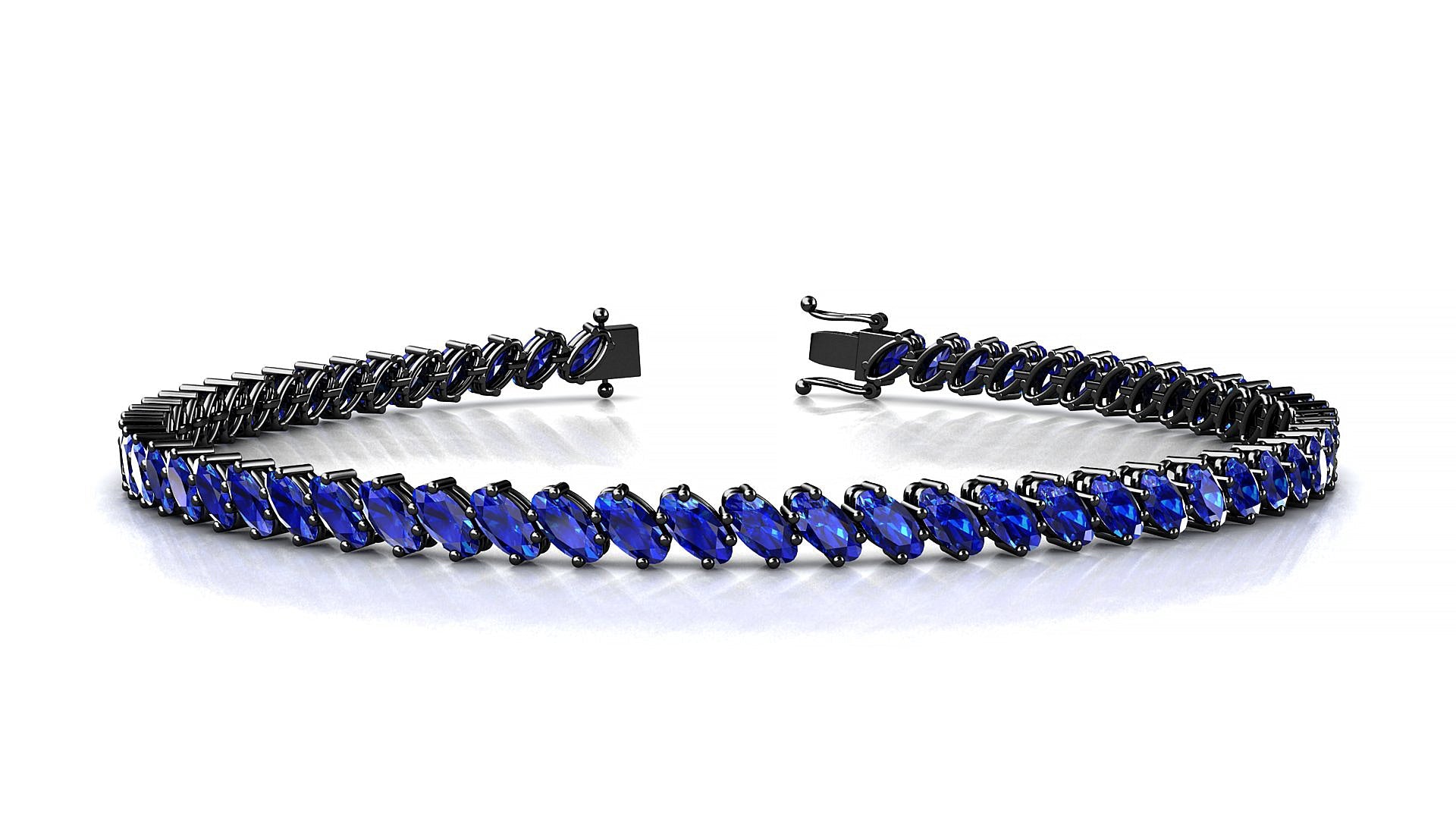 Nîmes | 18k Black Gold 4 x 2 mm Oval Natural Sapphire Tennis Bracelet