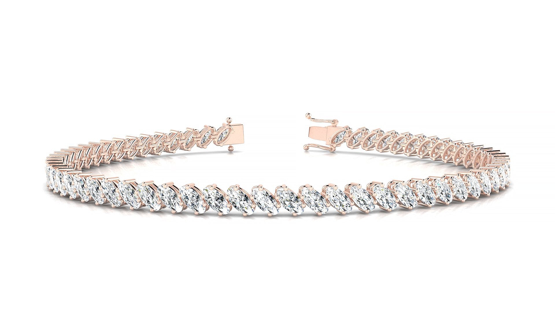 Nîmes | 18k Rose Gold 4 x 2 mm Oval Natural Diamond Tennis Bracelet