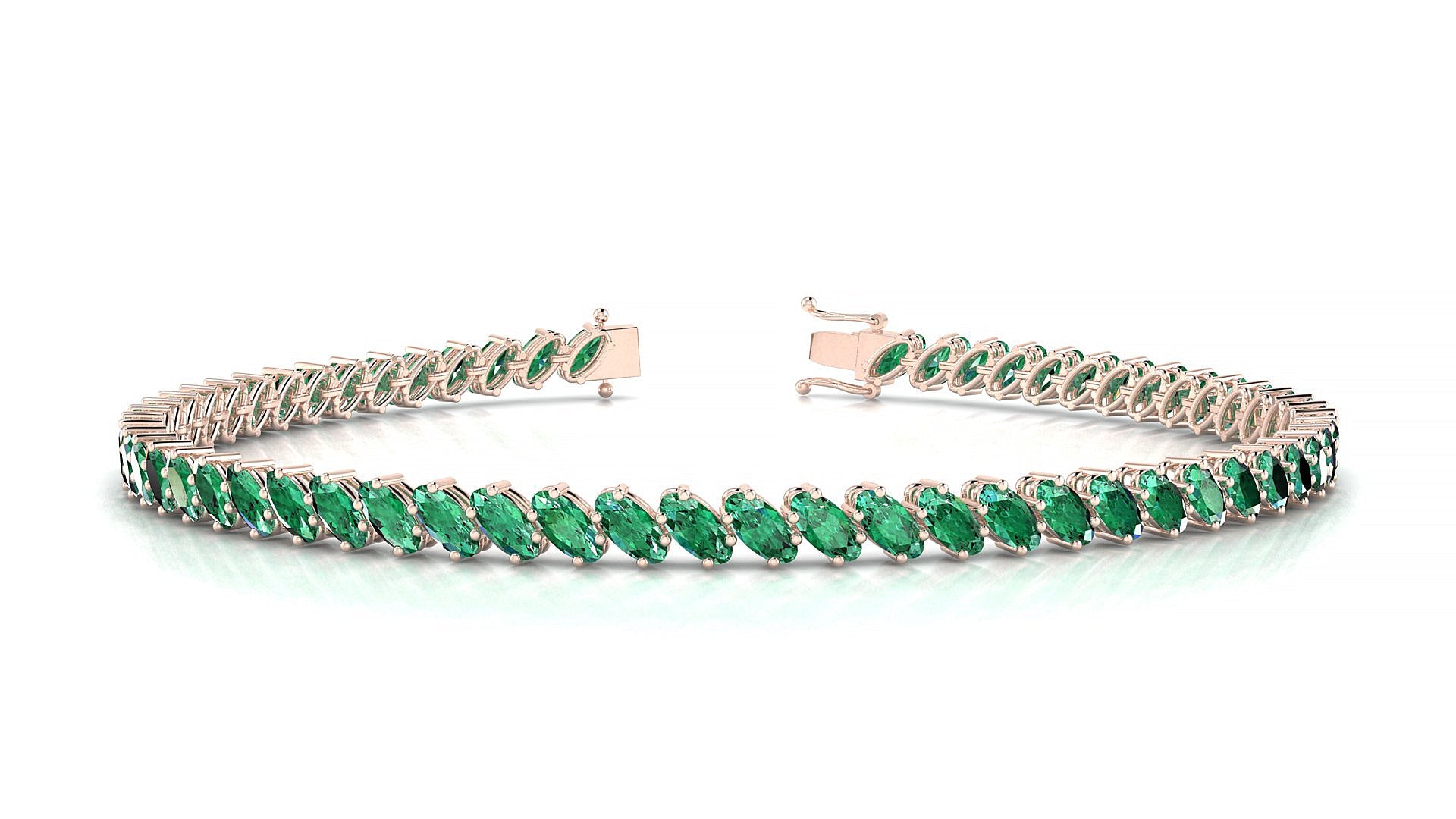 Nîmes | 18k Rose Gold 4 x 2 mm Oval Natural Emerald Tennis Bracelet