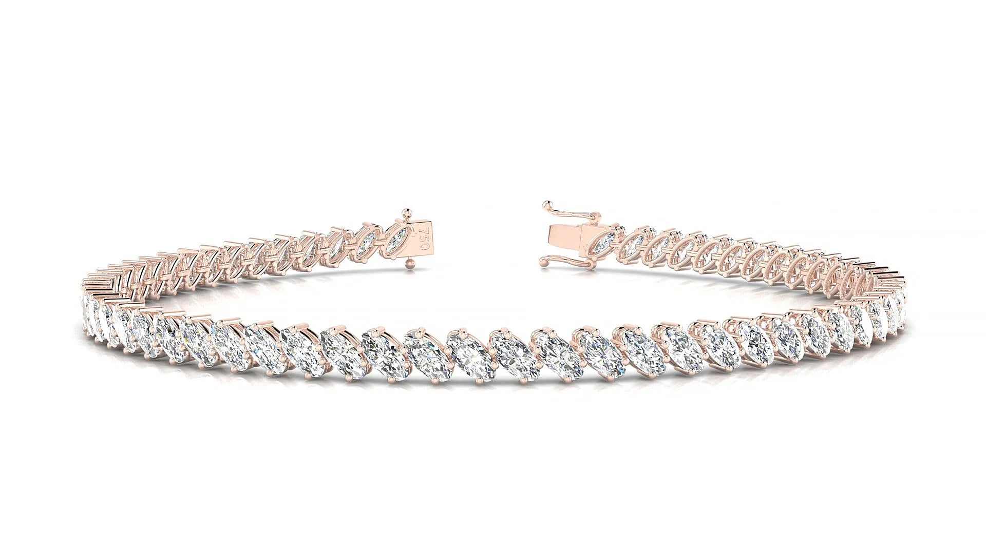 Nîmes | 18k Rose Gold 4 x 2 mm Oval Lab-Grown Diamond 18 cm Tennis Bracelet