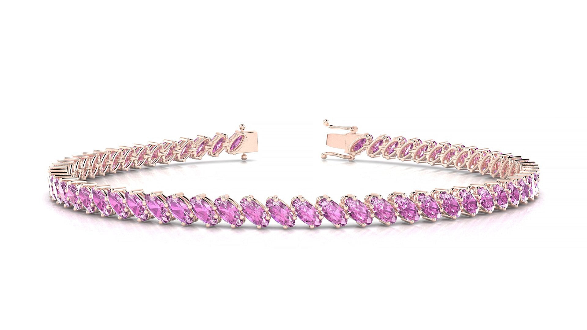 Nîmes | 18k Rose Gold 4 x 2 mm Oval Natural Pink Sapphire Tennis Bracelet