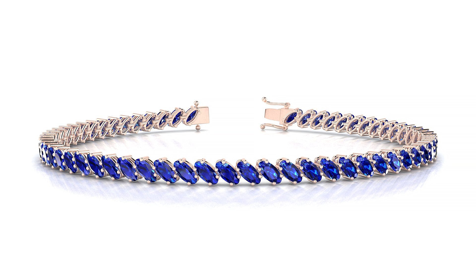 Nîmes | 18k Rose Gold 4 x 2 mm Oval Natural Sapphire Tennis Bracelet