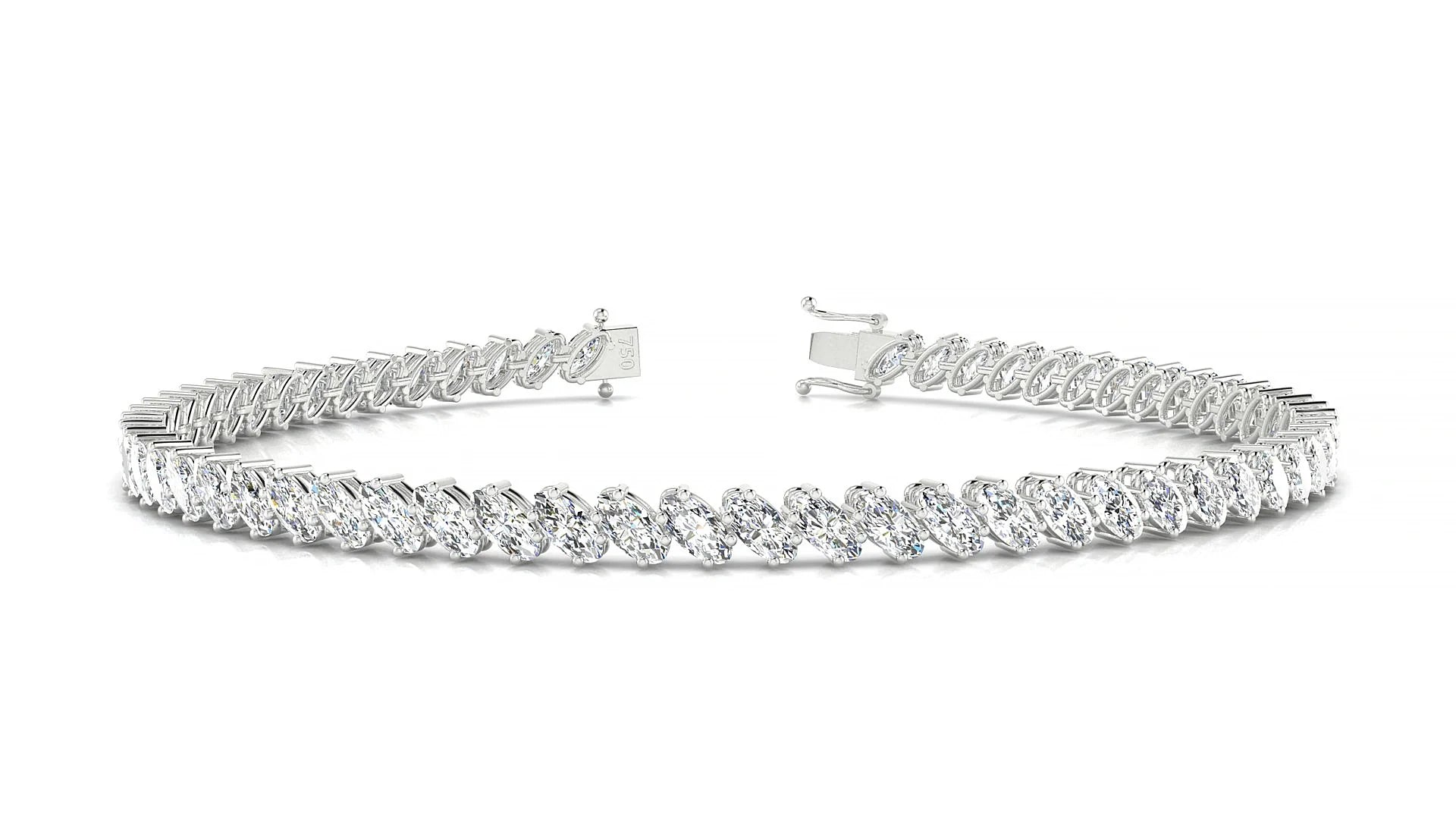 Nîmes | 18k White Gold 4 x 2 mm Oval Lab-Grown Diamond 18 cm Tennis Bracelet