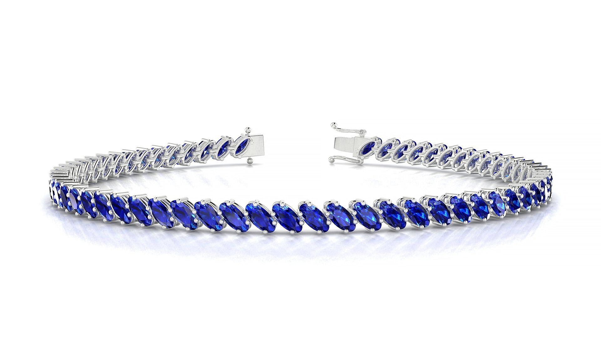 Nîmes | 18k White Gold 4 x 2 mm Oval Natural Sapphire Tennis Bracelet