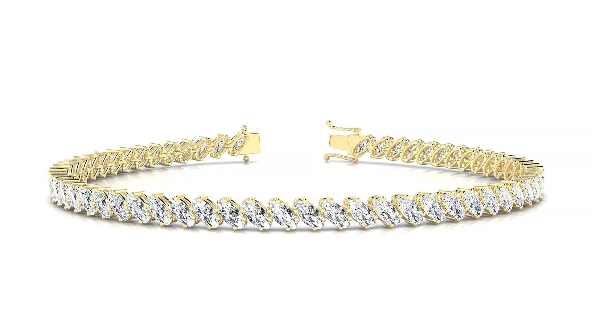 Nîmes | 18k Yellow Gold 4 x 2 mm Oval Natural Diamond Tennis Bracelet
