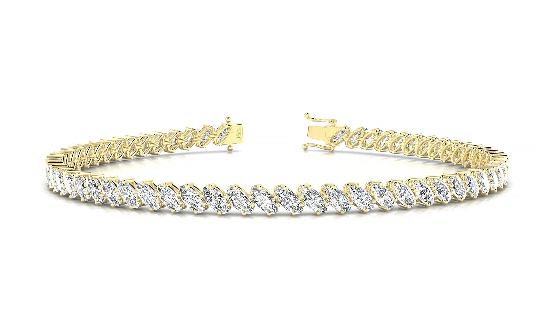 Nîmes | 18k Yellow Gold 4 x 2 mm Oval Lab-Grown Diamond 18 cm Tennis Bracelet