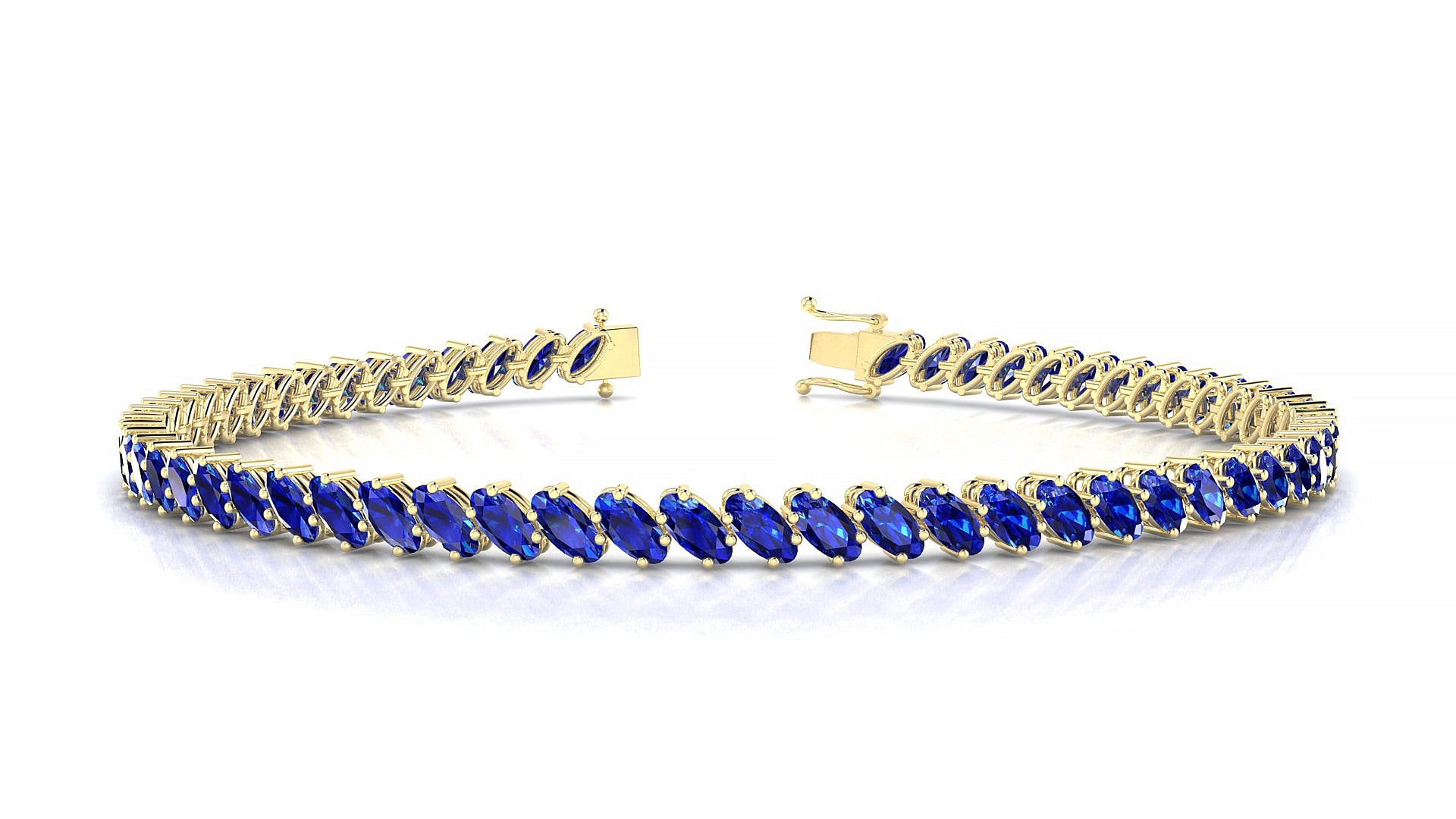 Nîmes | 18k Yellow Gold 4 x 2 mm Oval Natural Sapphire Tennis Bracelet