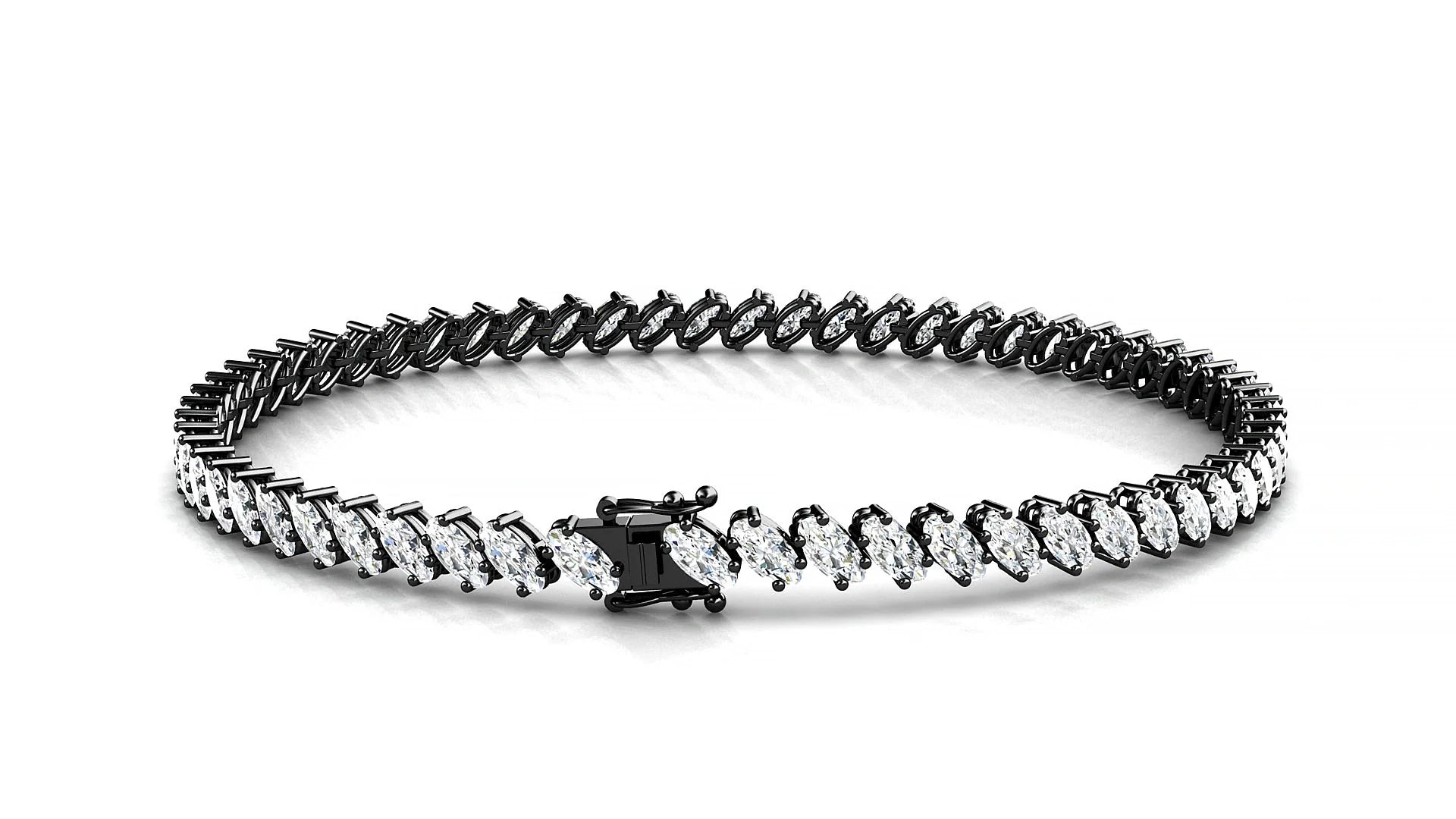 Nîmes | 18k Black Gold 4 x 2 mm Oval Lab-Grown Diamond 18 cm Tennis Bracelet