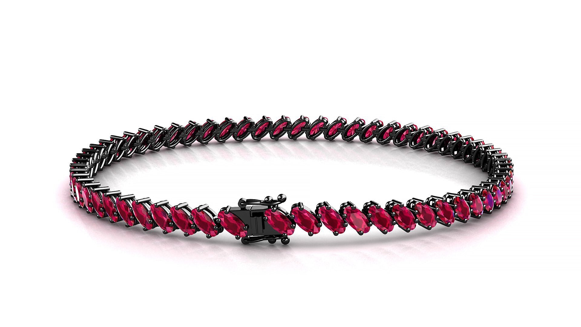 Nîmes | 18k Black Gold 4 x 2 mm Oval Natural Ruby Tennis Bracelet