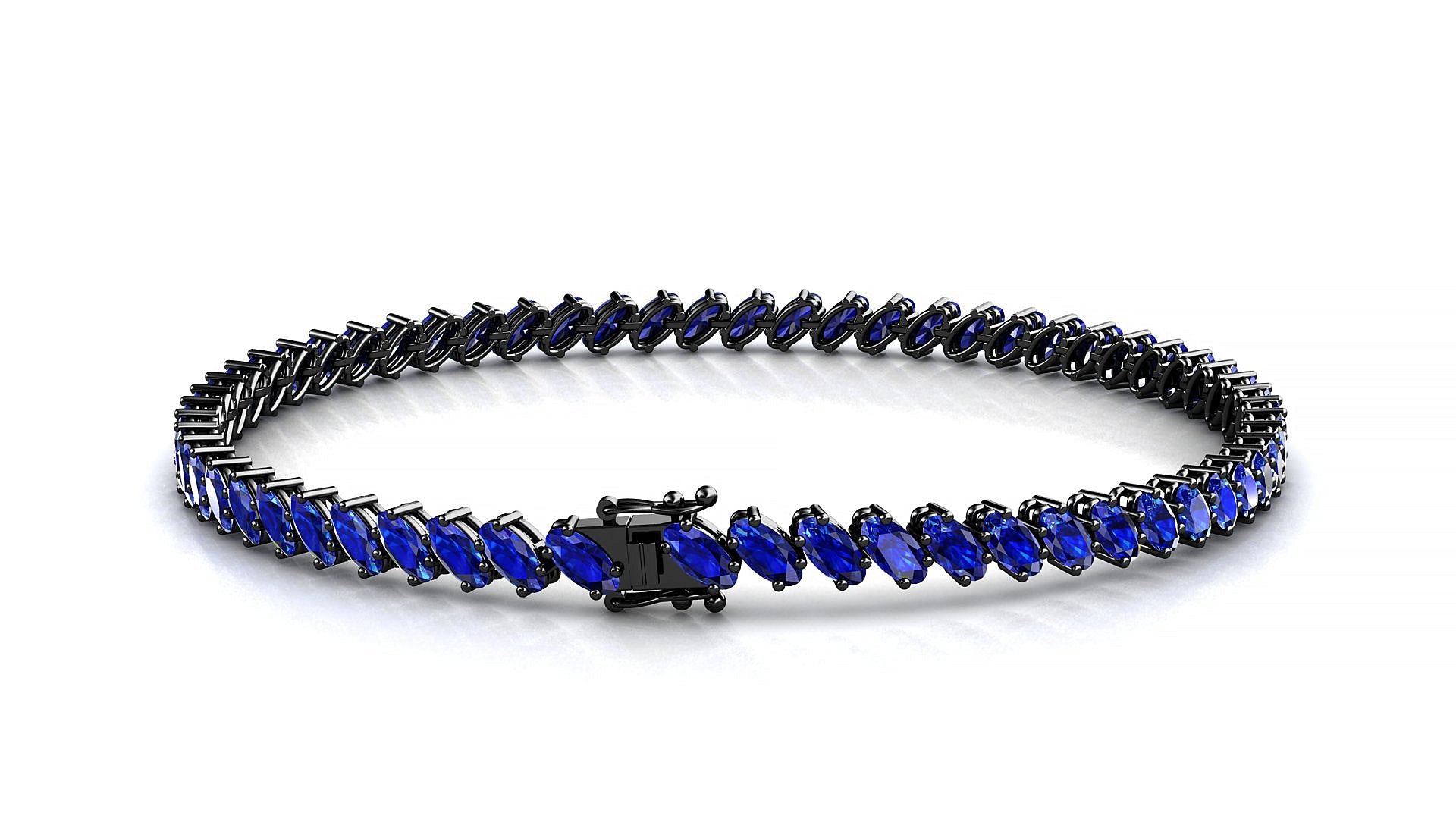 Nîmes | 18k Black Gold 4 x 2 mm Oval Natural Sapphire Tennis Bracelet