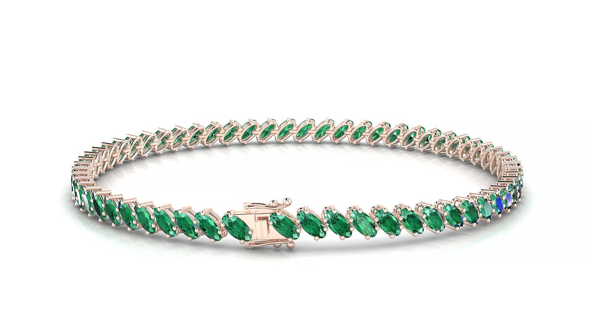 Nîmes | 18k Rose Gold 4 x 2 mm Oval Natural Emerald Tennis Bracelet