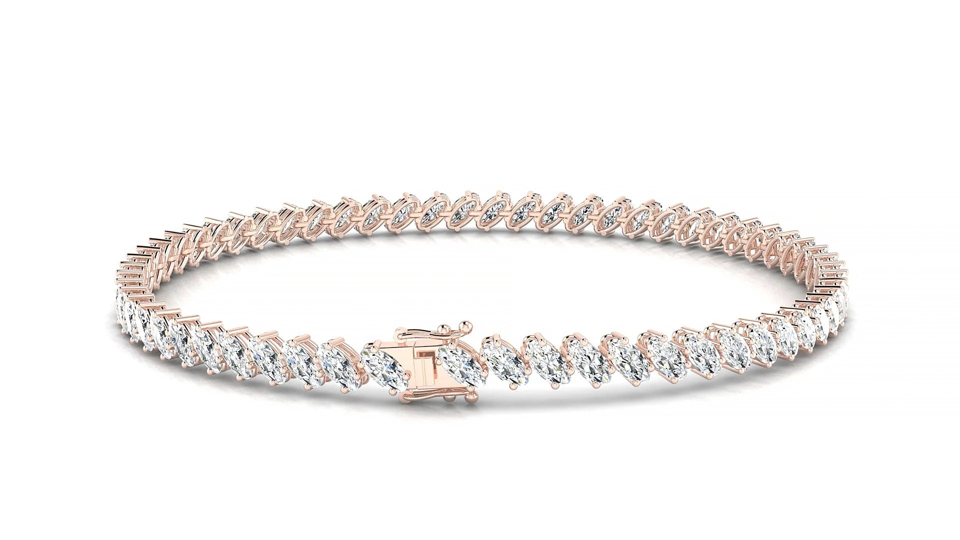 Nîmes | 18k Rose Gold 4 x 2 mm Oval Lab-Grown Diamond 18 cm Tennis Bracelet