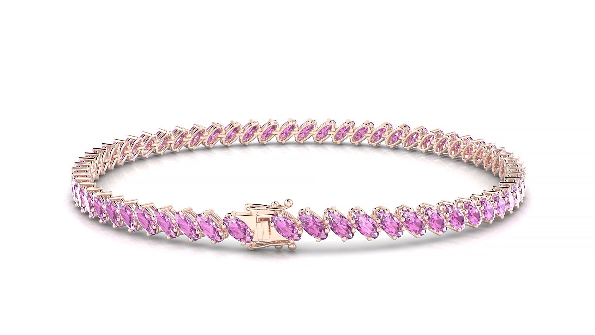 Nîmes | 18k Rose Gold 4 x 2 mm Oval Natural Pink Sapphire Tennis Bracelet