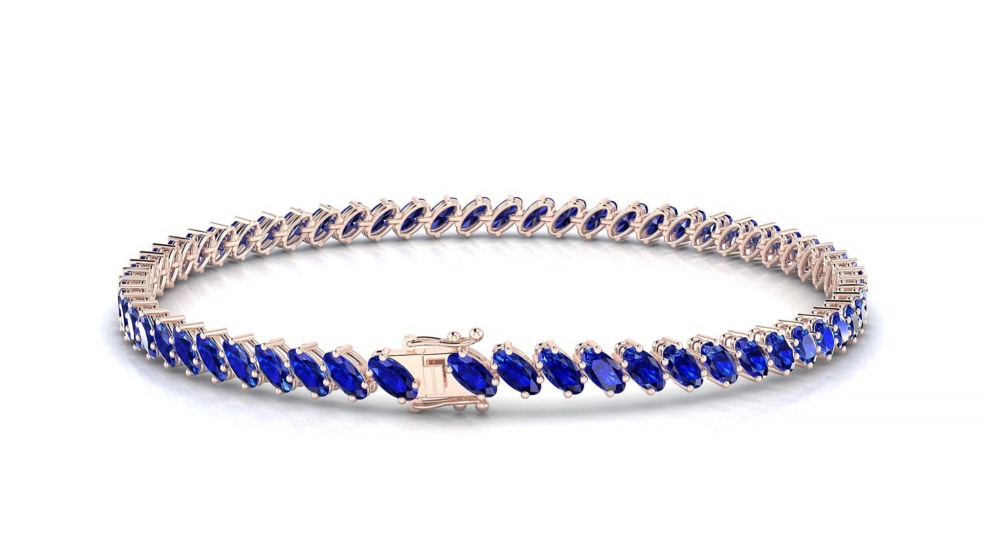 Nîmes | 18k Rose Gold 4 x 2 mm Oval Natural Sapphire Tennis Bracelet