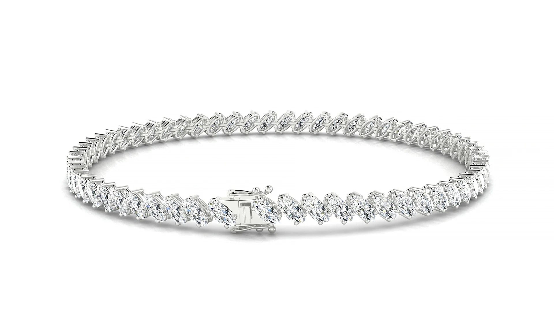 Nîmes | 18k White Gold 4 x 2 mm Oval Lab-Grown Diamond 18 cm Tennis Bracelet