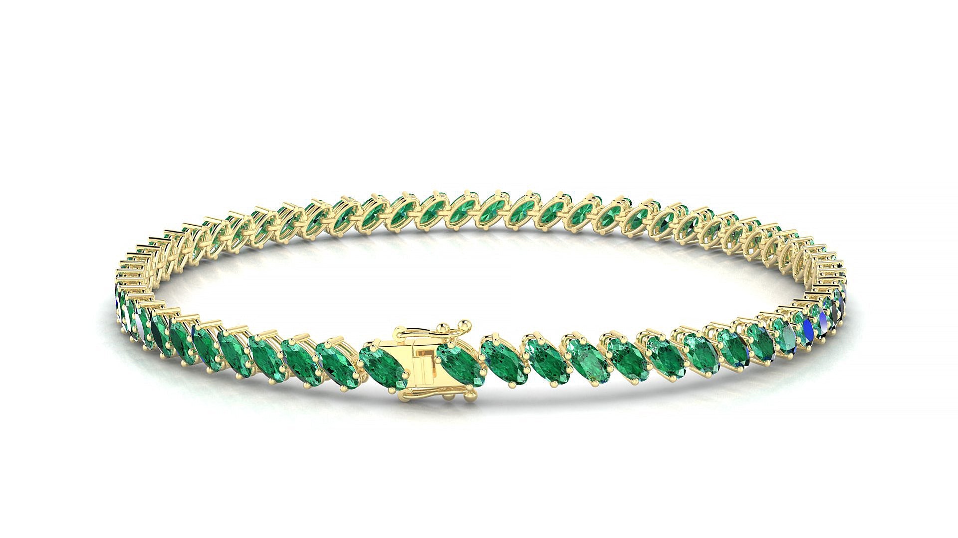 Nîmes | 18k Yellow Gold 4 x 2 mm Oval Natural Emerald Tennis Bracelet