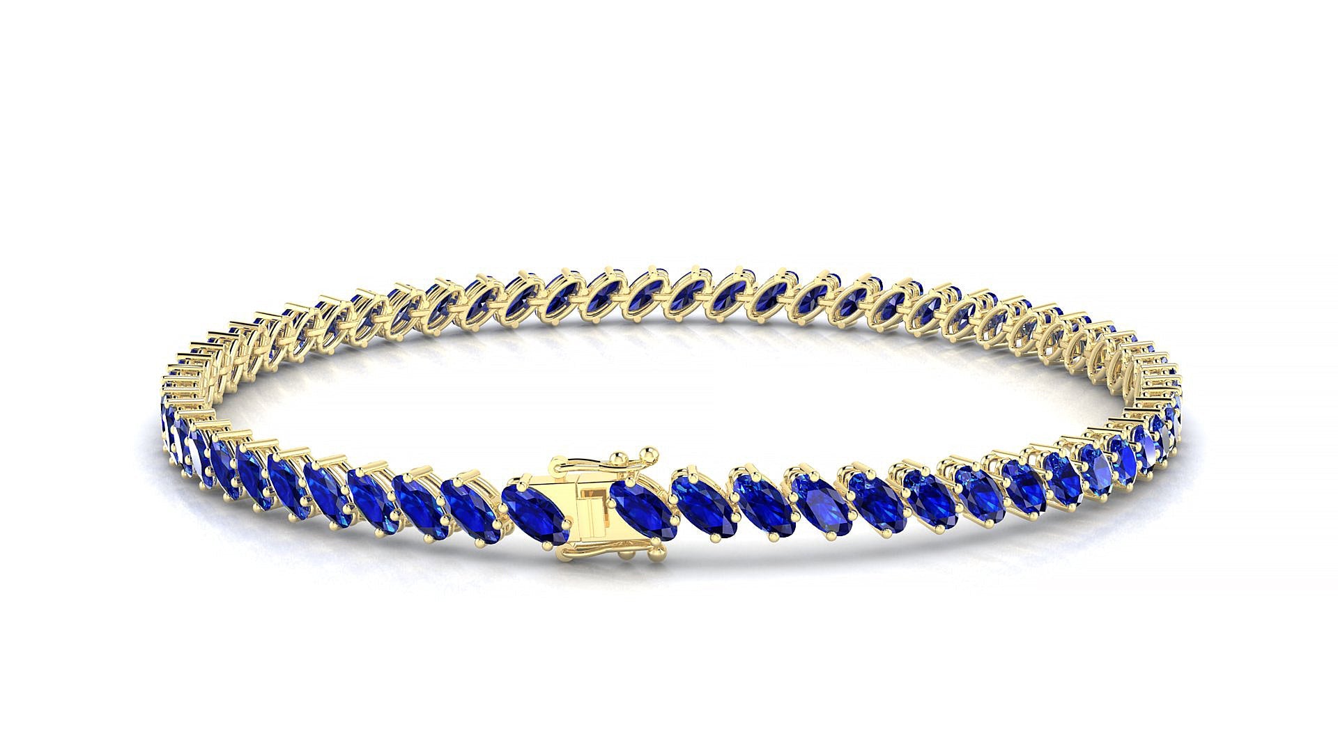 Nîmes | 18k Yellow Gold 4 x 2 mm Oval Natural Sapphire Tennis Bracelet