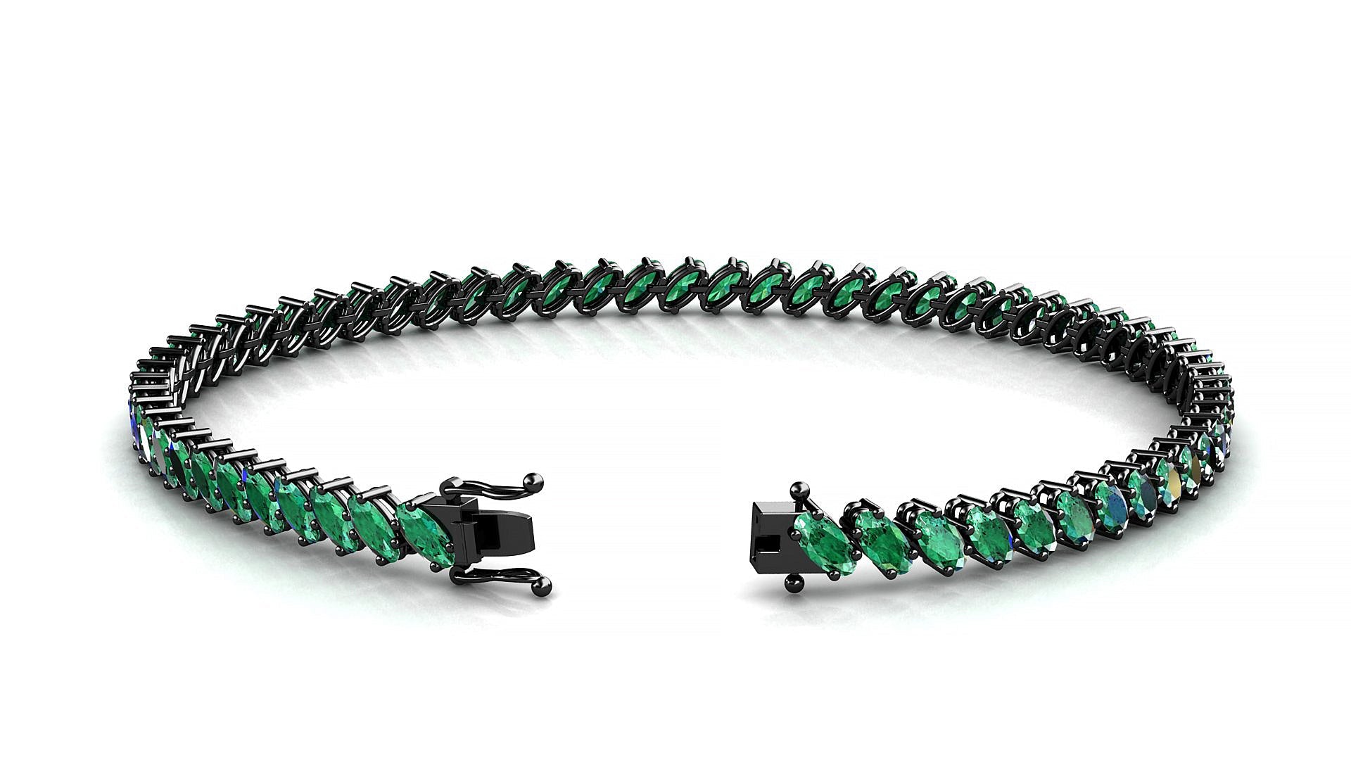 Nîmes | 18k Black Gold 4 x 2 mm Oval Natural Emerald Tennis Bracelet